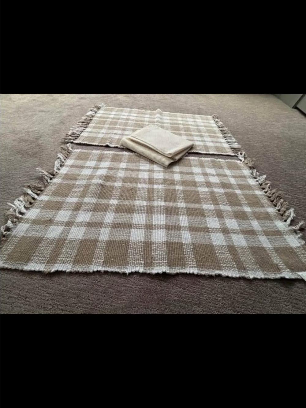 Neutral Plaid Rugs Set of 2 - Includes Non-Slip Pads - Picture 2 of 4